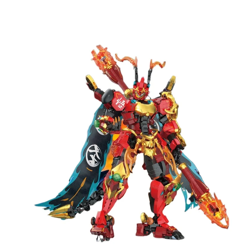 Mythological Battle Wu Wu Air Cow Lubu God of War Large Mecha Assembled Small Particle Building Blocks Hand Do Boy Gifts