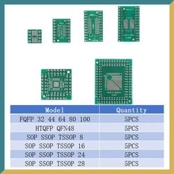 30pcs 6 types pcb prototype board SMT Turn To DIP Adapter Converter Board Set FQFP32/100 QFN48 SOP8/16/24/28 PCB circuit board