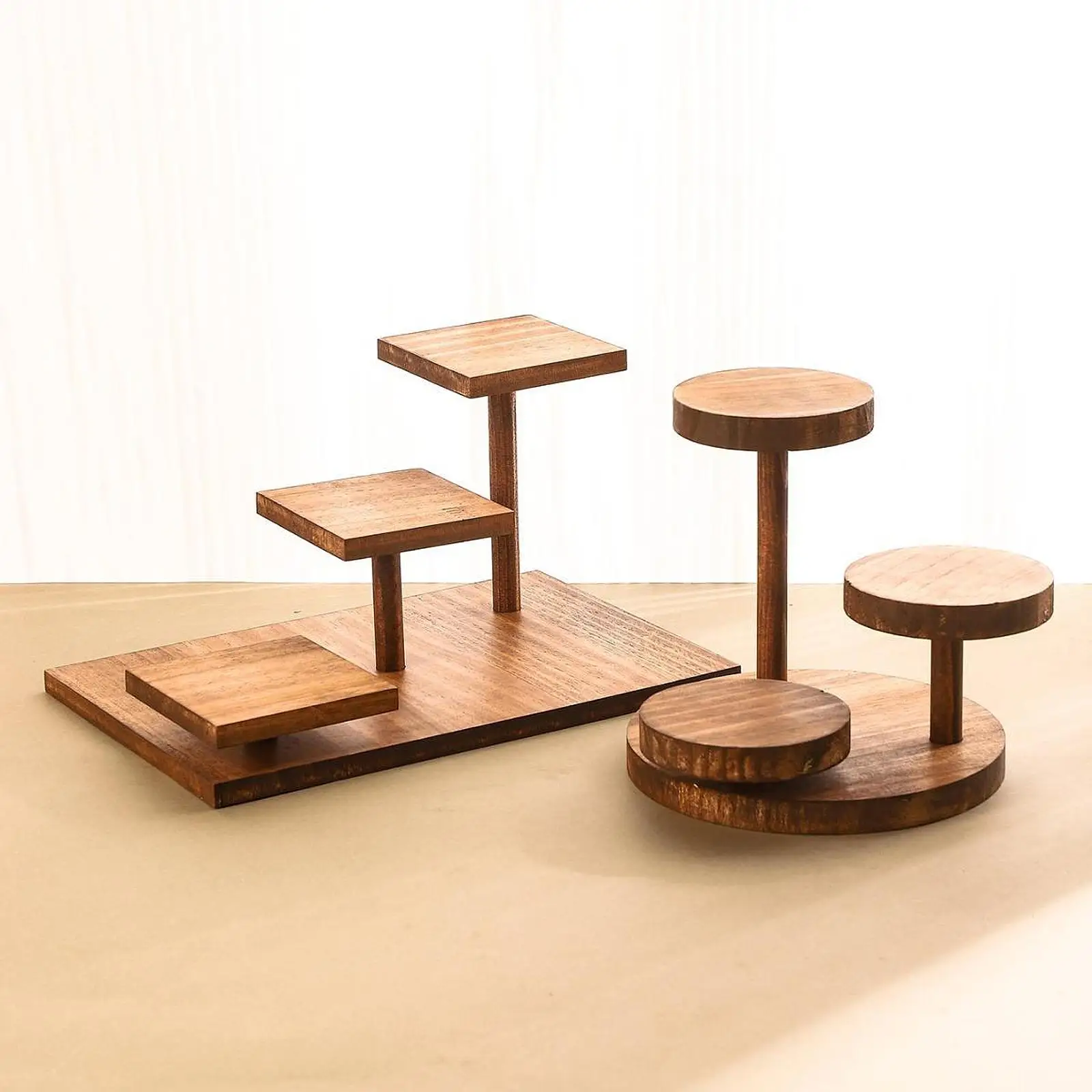 Wood Cake Stand Dessert Holder for Tea Party Figurine Toy Bottles Jars