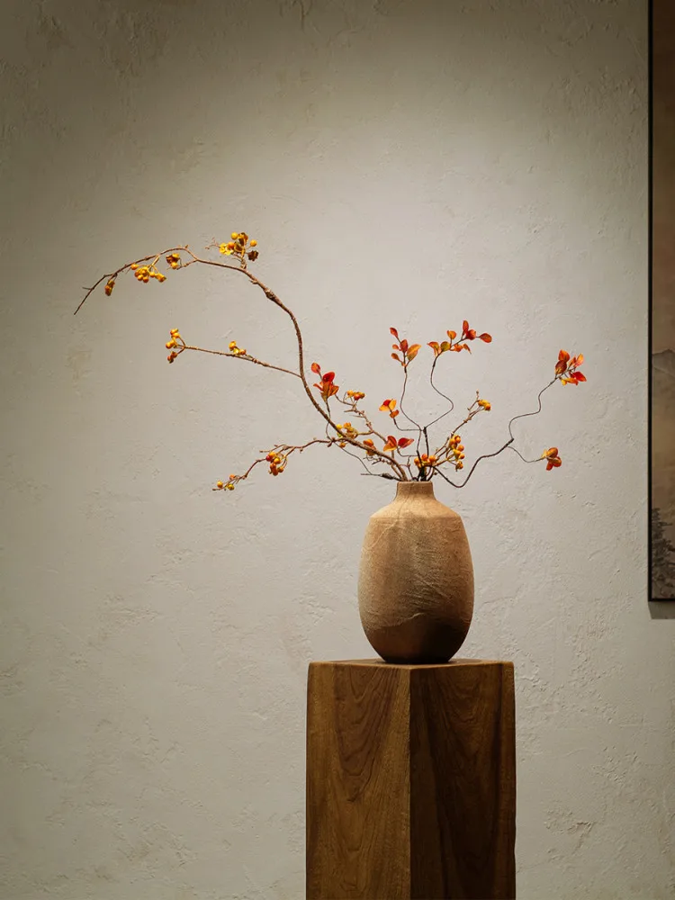 

Flower Art Zen Coarse Ceramic Vase Flower Ware New Chinese Homestay Ornament Pottery Pot