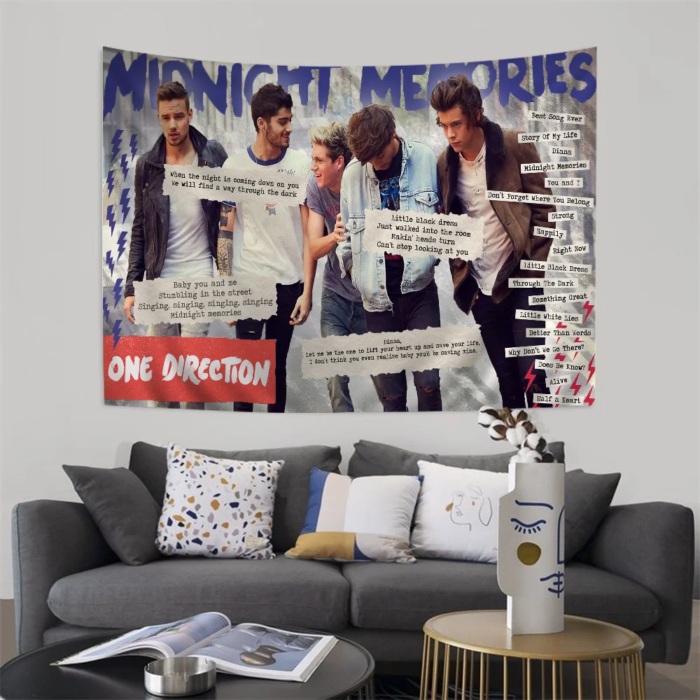 Rock-one-Directions Anime Tapestry Hanging Tarot Hippie Wall Rugs Dorm Home Decor