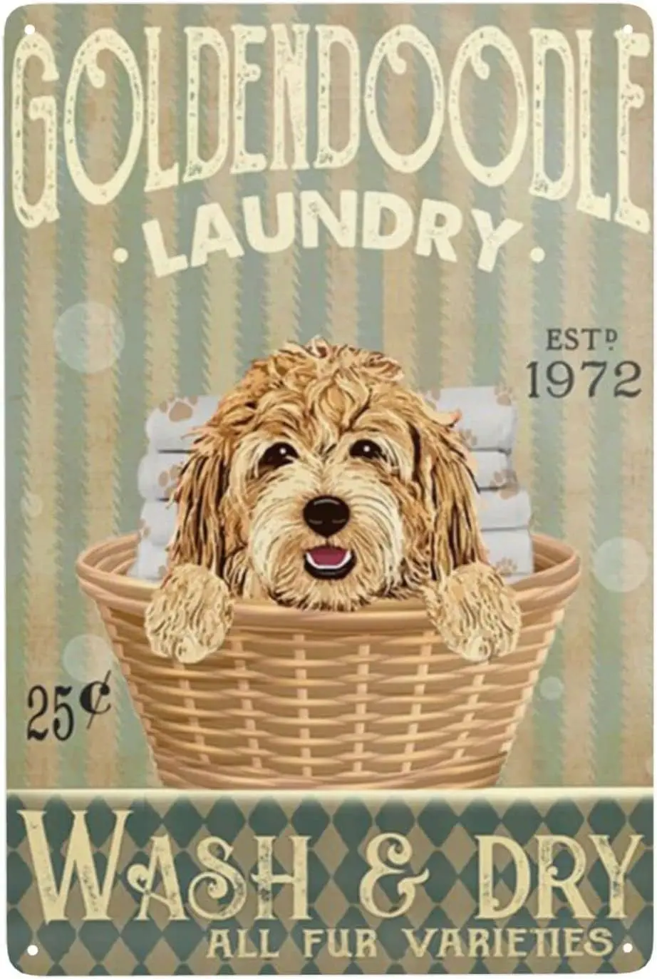 Vintage Laundry Room Poster Metal Sign Goldendoodle Dog Laundry Wash And Dry Tin Signs Retro Plaque Wall Decor Gift For People C