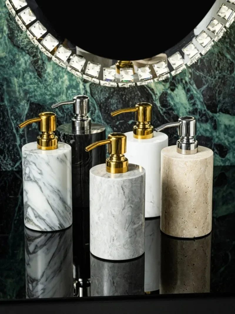 Empty Natural Marble Press Type Lotion Bottle Liquid Soap Dispenser Bath Shampoo Storage Luxury Home Bathroom Accessories