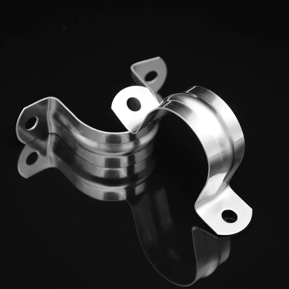 

10Pcs 35mm U-Shape Conduit Clamp Stainless Steel Pipe Strap Tension Clip Secure Fixation Garden Hose PVC Pipe Silver