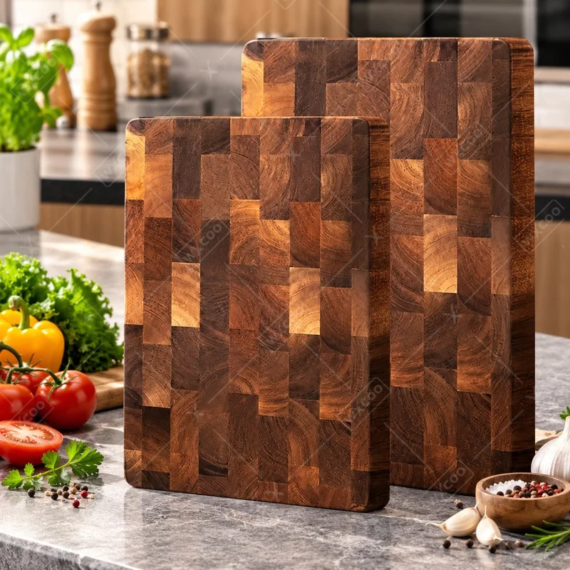WXCOOThicken Checkerboard Solid Wood Chopping Board Double-sided Splicing Acacia Wooden Kitchen Cutting Board for Cut Fruit Meat