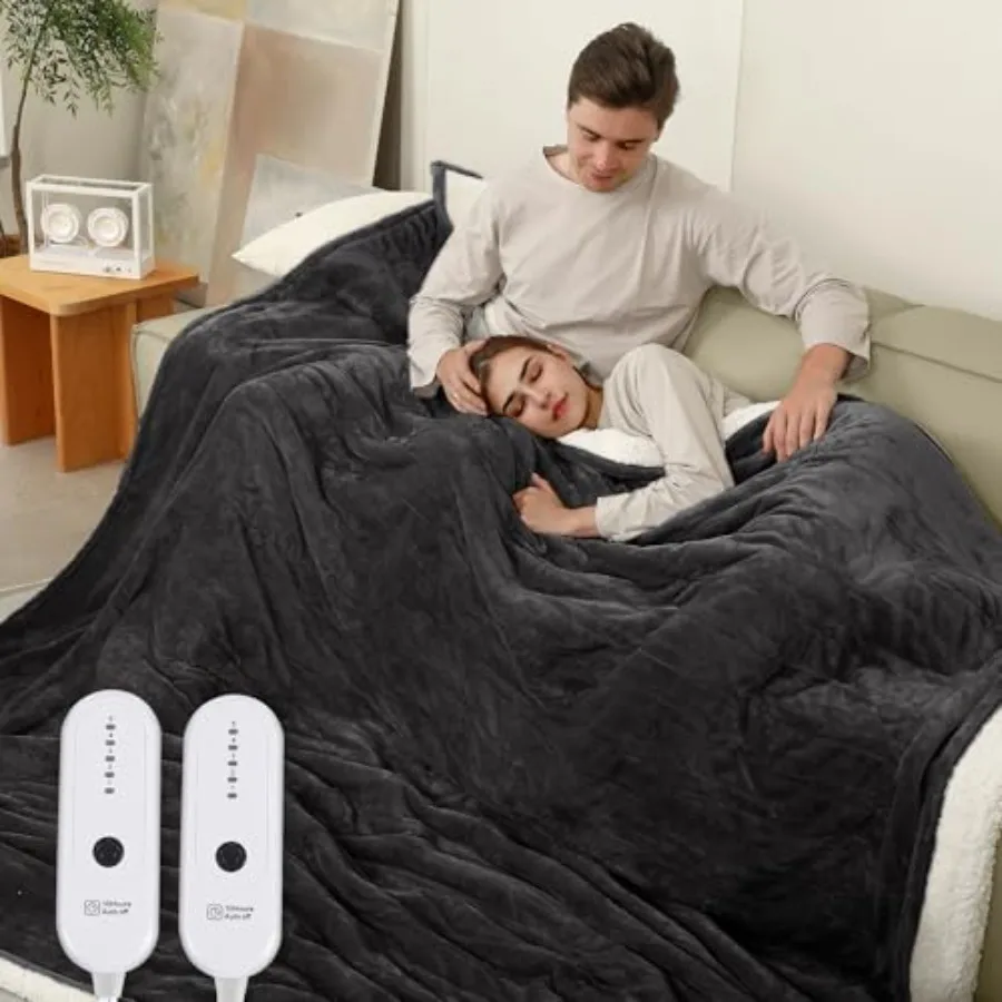 

Electric Blanket King Heated Blanket King Size Dual Control with 5 Heating Levels and 10 Hours Auto Off 100"x90" Heating Blanke