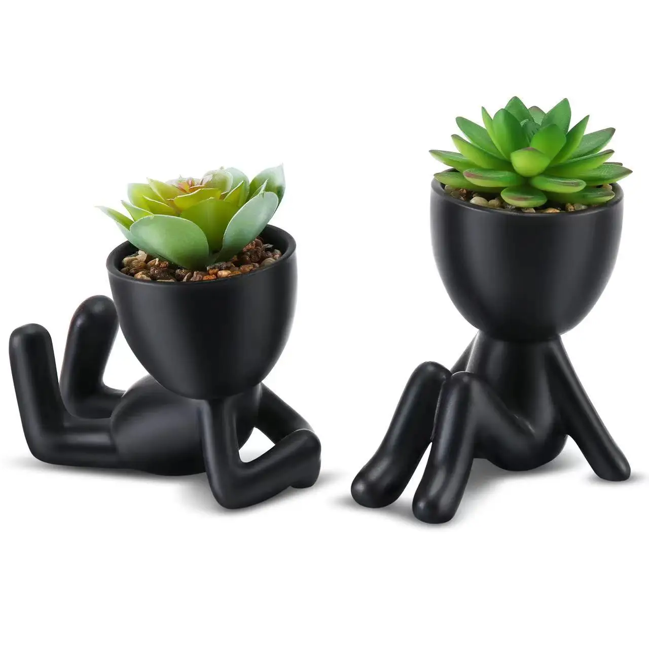 1Pc Character Shape With Plant Decoration, Personality Creative Office Simple Crafts