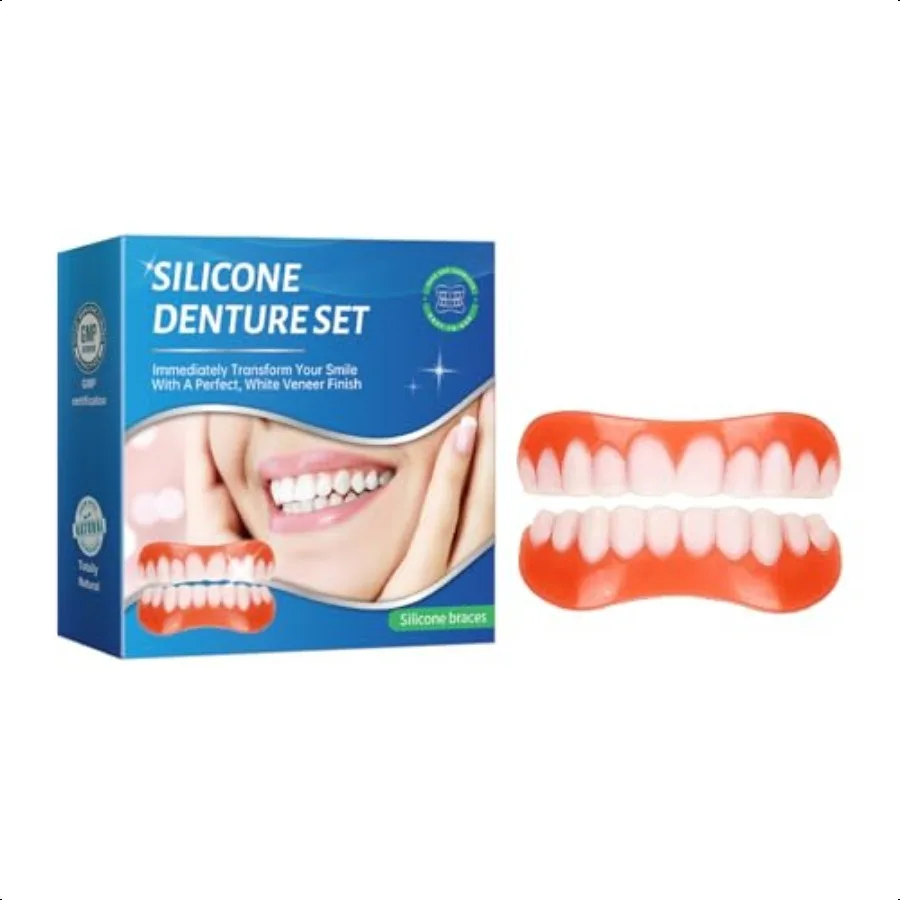 Moldable False TeethSilicone Dentures Men and Veneers Teeth for Women 1 PCS Upper Lower Set Daily Confidence Boost Cosmetic