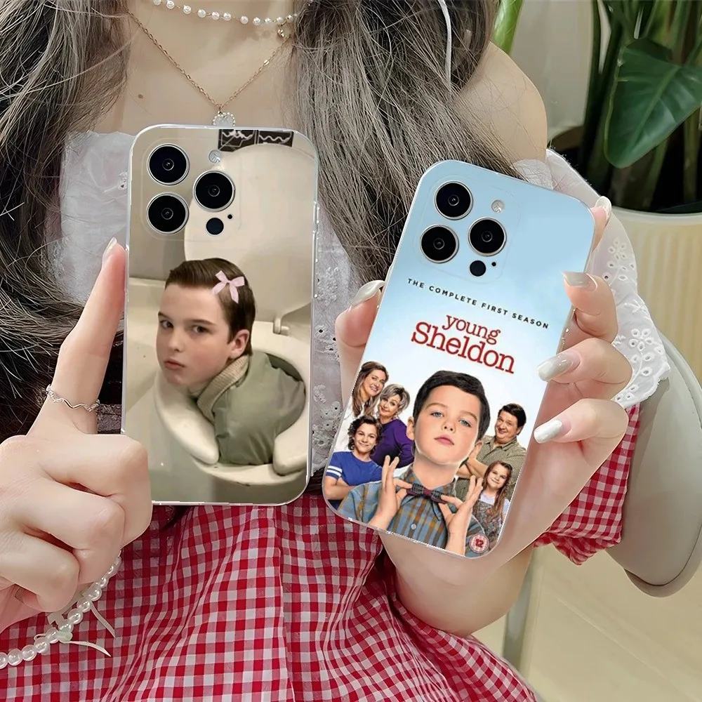 Cute Boy Young Sheldon TV Phone Case For iPhone 16,15,14,13,12,11 Plus,Pro,Max,XR,XS,X,7,8 Plus,SE,Mini Transparent Shell