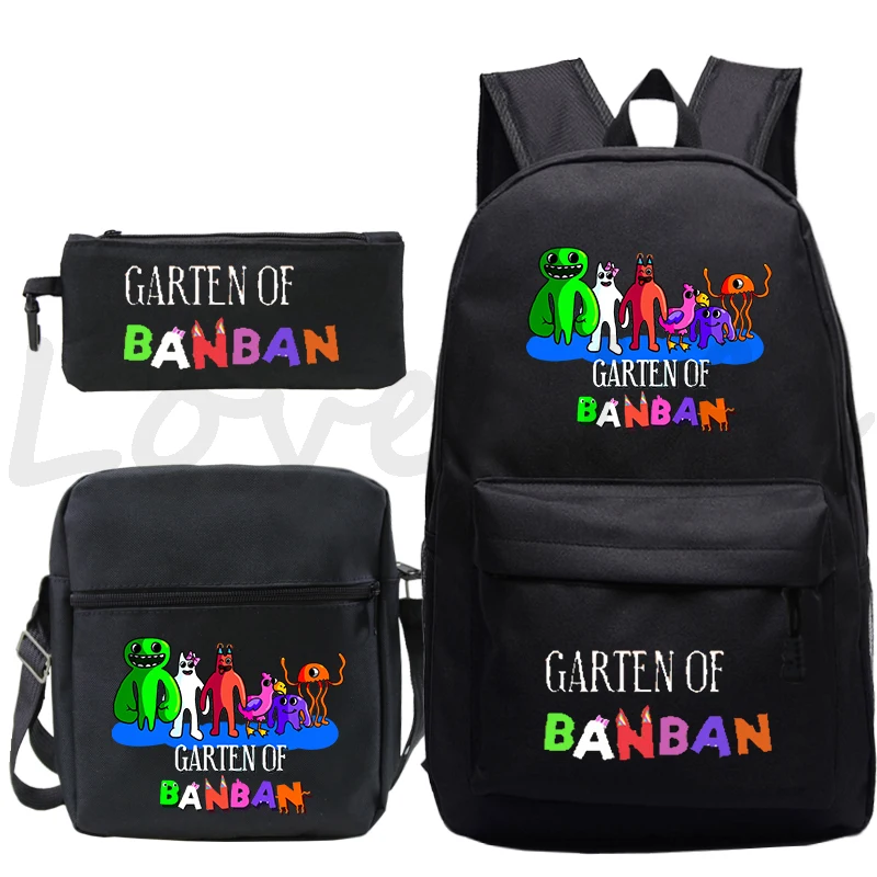 

3pcs set Garten of Banban Backpack Cartoon Rucksack for Boys Girls Daily Backpacks School Bags Shoulder Bag Travel Knapsack