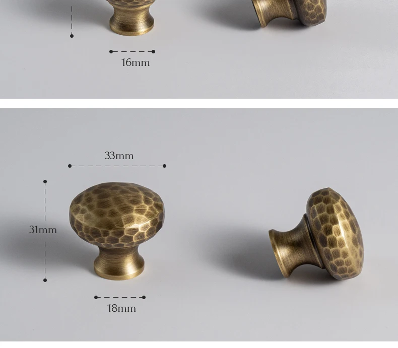Hammered brass cabinet knob in antique brushed finish — product image 28
