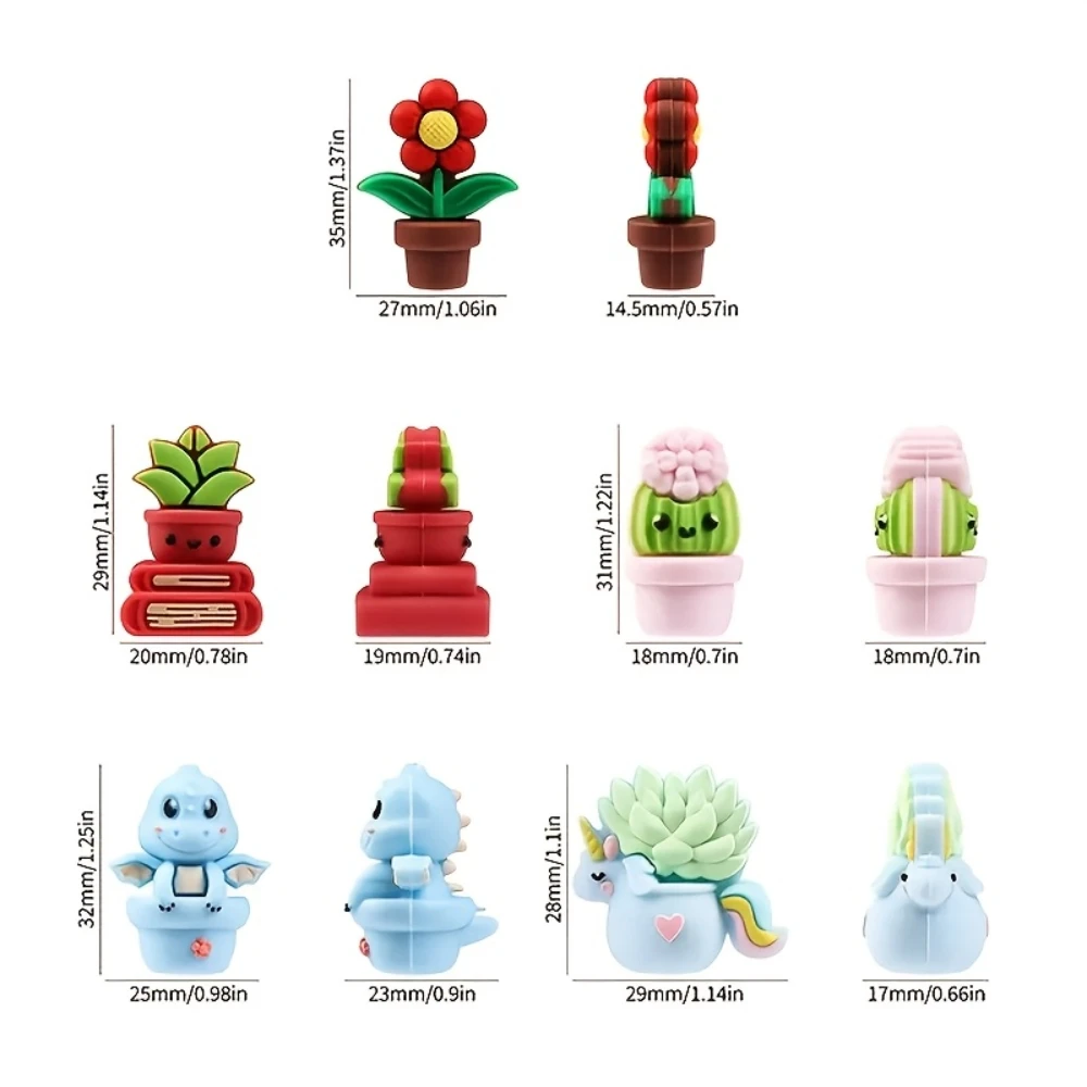 LOFCA 5pcs 3D Cartoon Cactus Sunflower Silicone Beads For to make DIY Baby Teething Beads Pacifier Chain Accessories