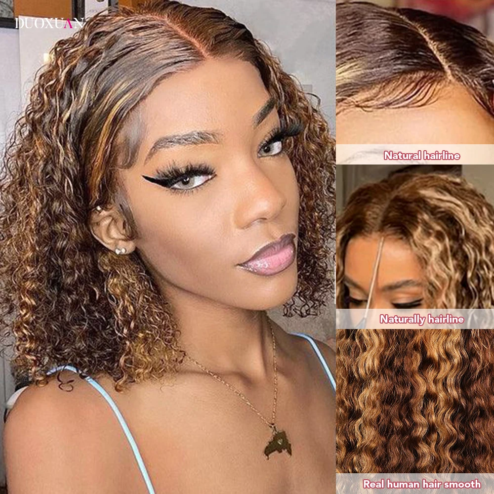 

4/27 Highlight 13x4 Lace Front Wigs Human Hair Curly Wave Ombre Honey Blonde HD Lace Front Human Hair Pre Plucked wig Colored