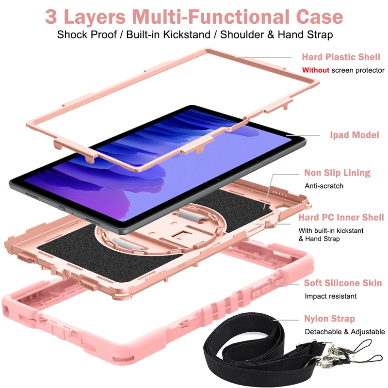 สําหรับ Samsung Tab A7 T500/T505 ฝาครอบป้องกันขนาด 10.4 นิ้วพร้อม 360 ° ฝาครอบป้องกันขายึดแบบหมุนได้