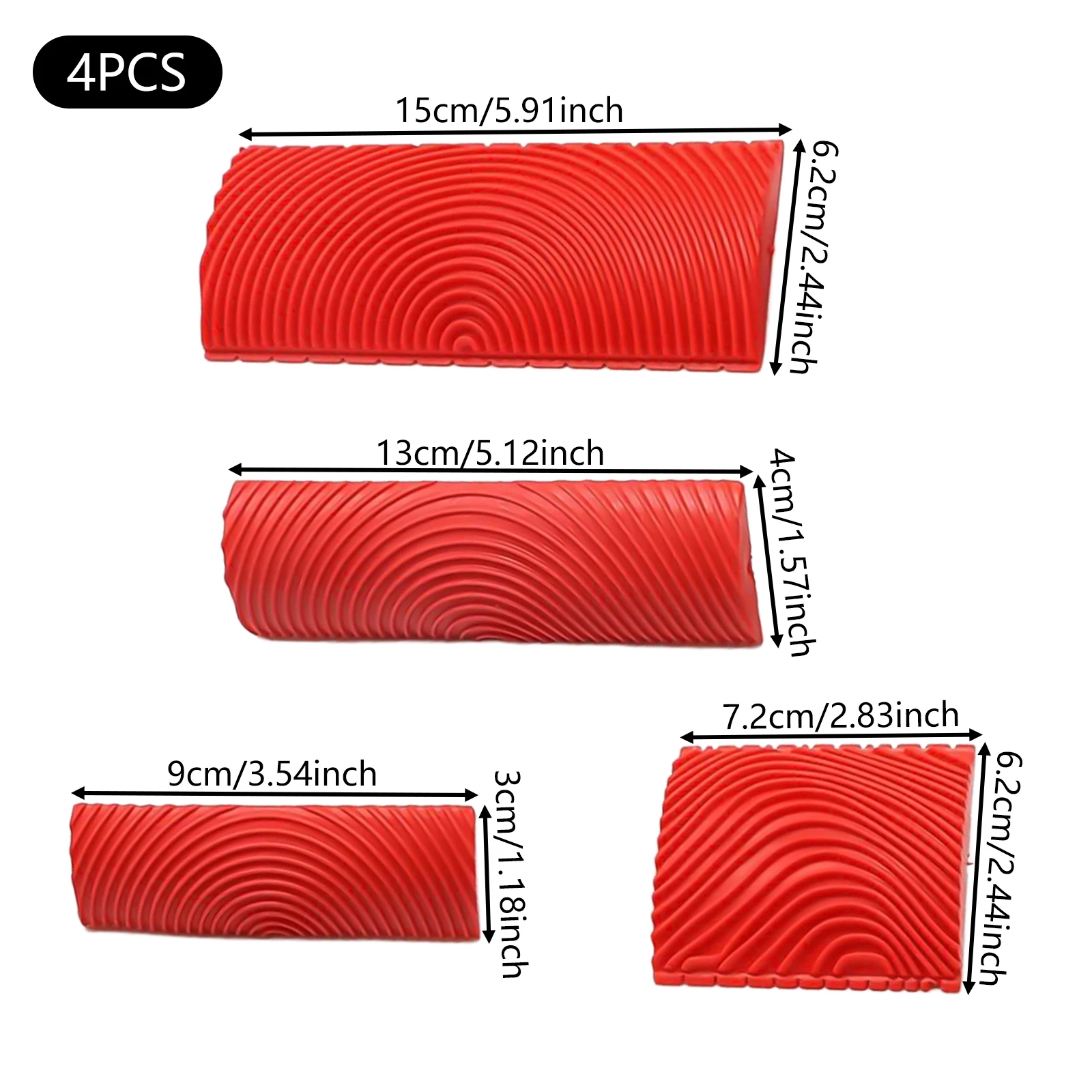 4pcs Rubber Wood Graining Tools Wood Grain Patterns Woodgrain Maker for Decorative Painting Tool