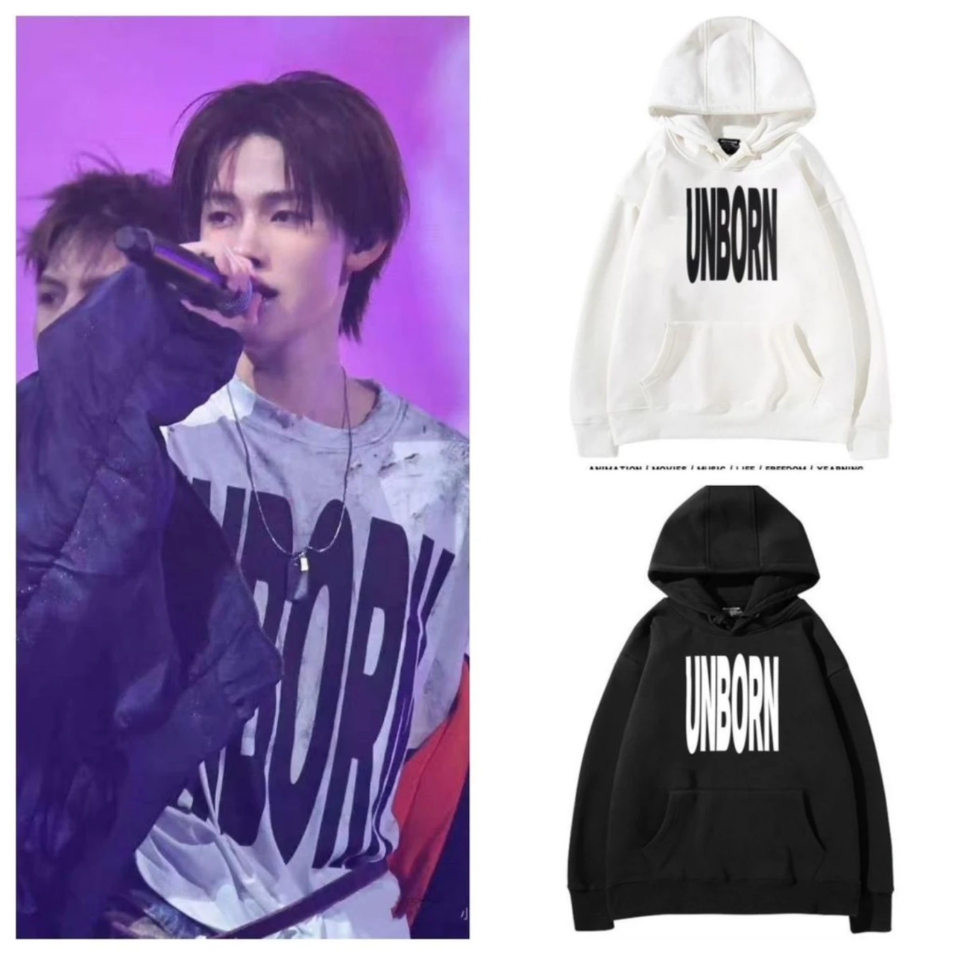 

Толстовка/пуловер с капюшоном с принтом, одинаковый стиль, ношенная в концерте Гонконга 2025 года. Осень/зима.