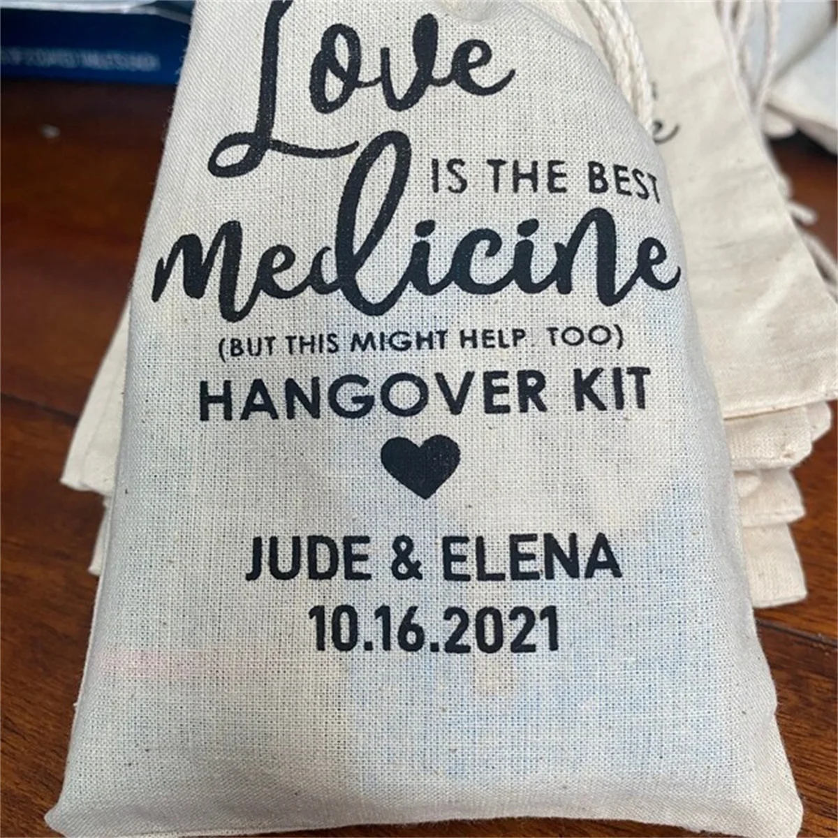 25 PCS Love is the Best Medicine Hangover Kit Bag-Bachelorette Party Bag-Custom Hen Party Bag-Customize Bags-bridal shower bags