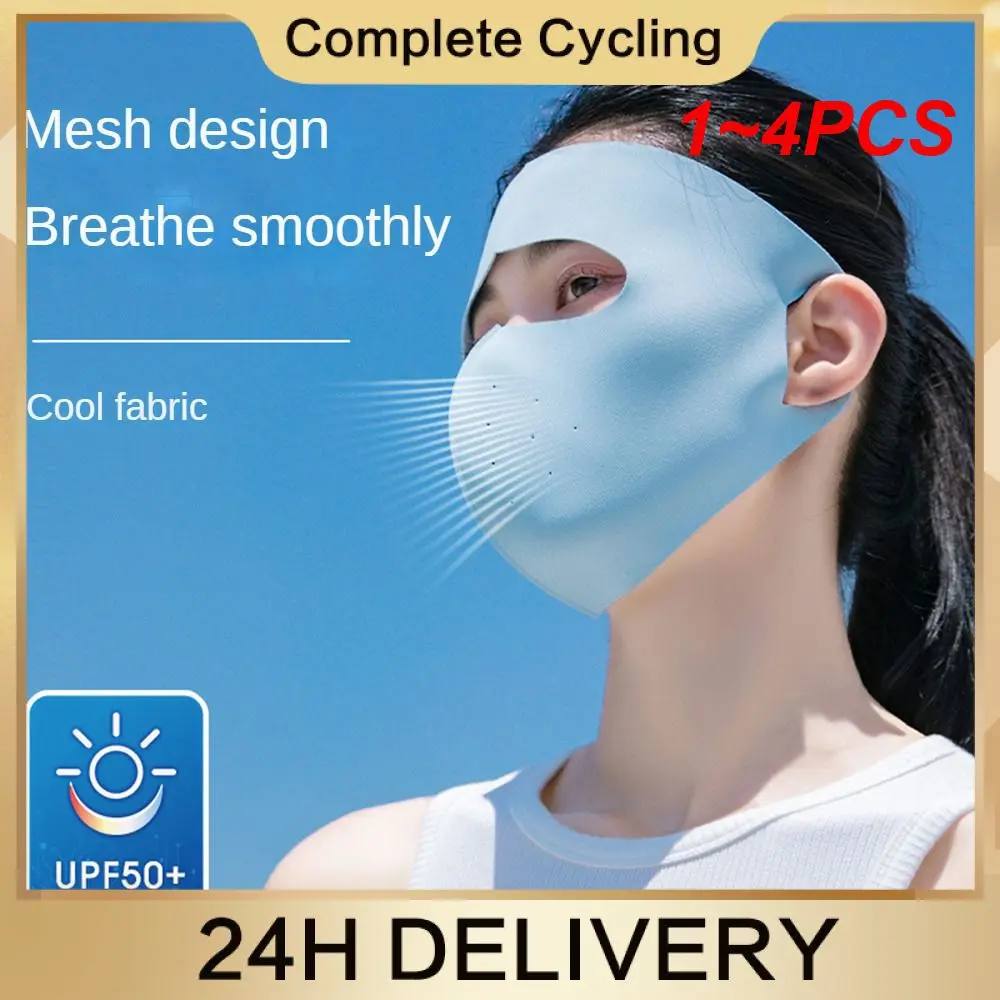 1~4PCS Full Face Sun Protection Mask Upf 50 Fabric Nylon Summer Ice Silk Sunscreen Mask Cycling Equipment Sunscreen Mask