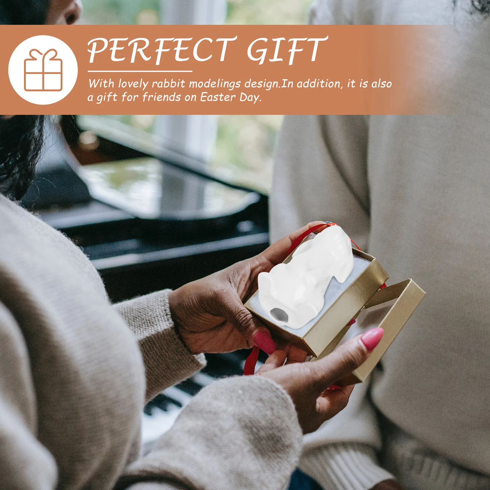 

Exquisite Ceramic Rabbit Statue Easter Ornament Charming Desktop Decoration Unique Home Tabletop Art Home Figurine Decor