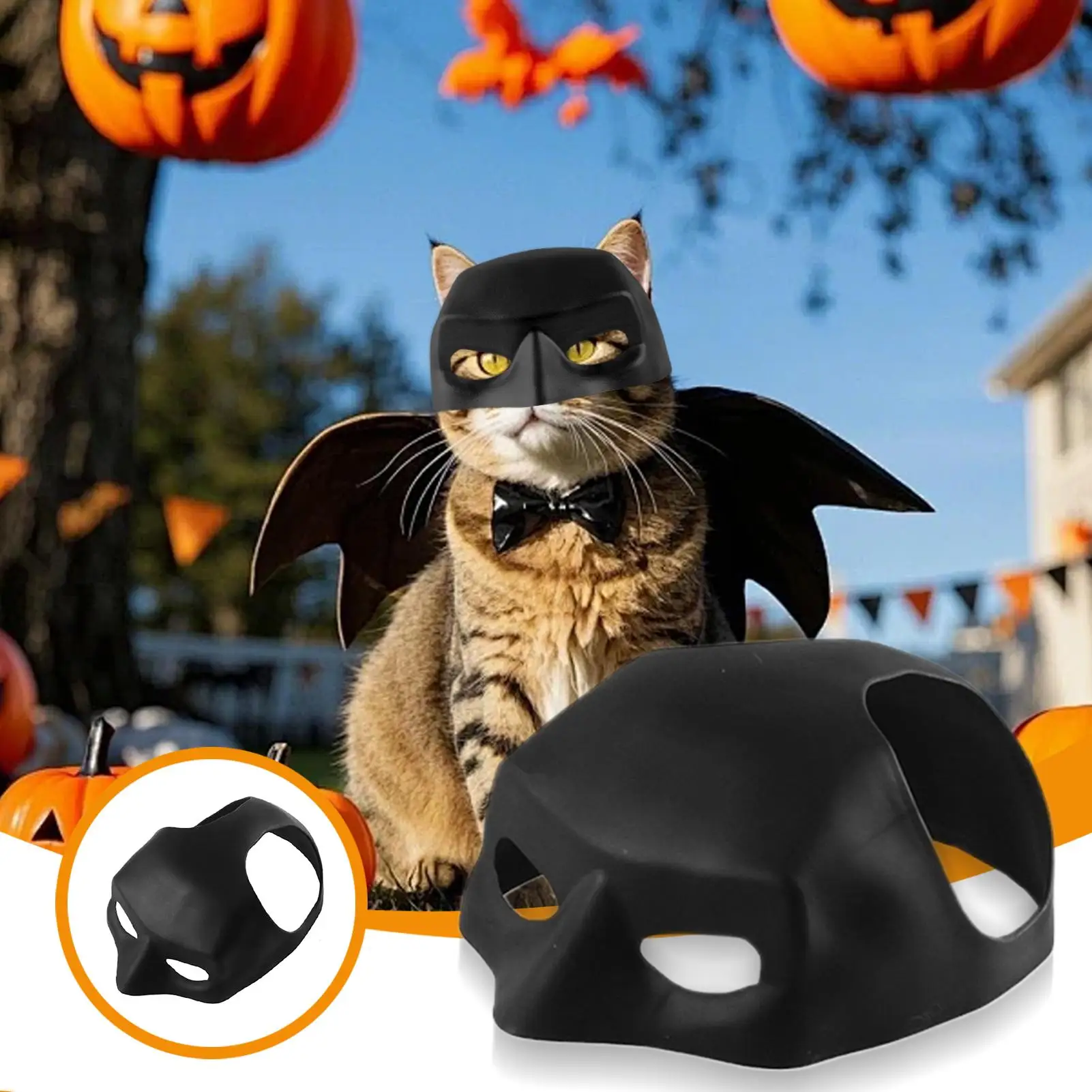 Fledermaus Katze Maske Rächer Superheld Kostüm Haustier Kleidung Zubehör Lustiger Hut Cosplay Halloween Weihnachten Foto Requisiten Kätzchen Spielzeug Urlaub Party Dekor Kreative Haustierartikel – Detail 3