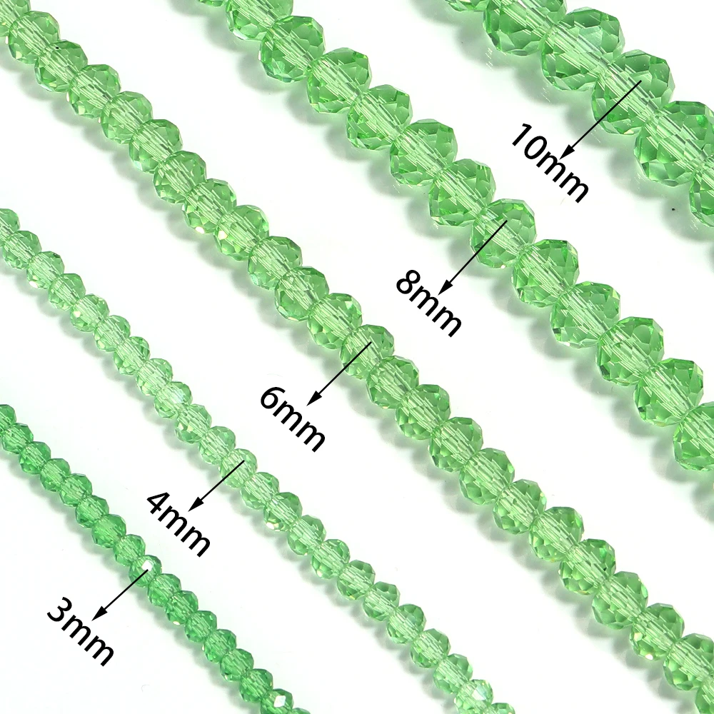 3 4 6 8 10mm Crystal Rondelle Beads Green Abacus Faceted Glass Loose Beads For Jewelry Making DIY Bracelets Necklace Accessories