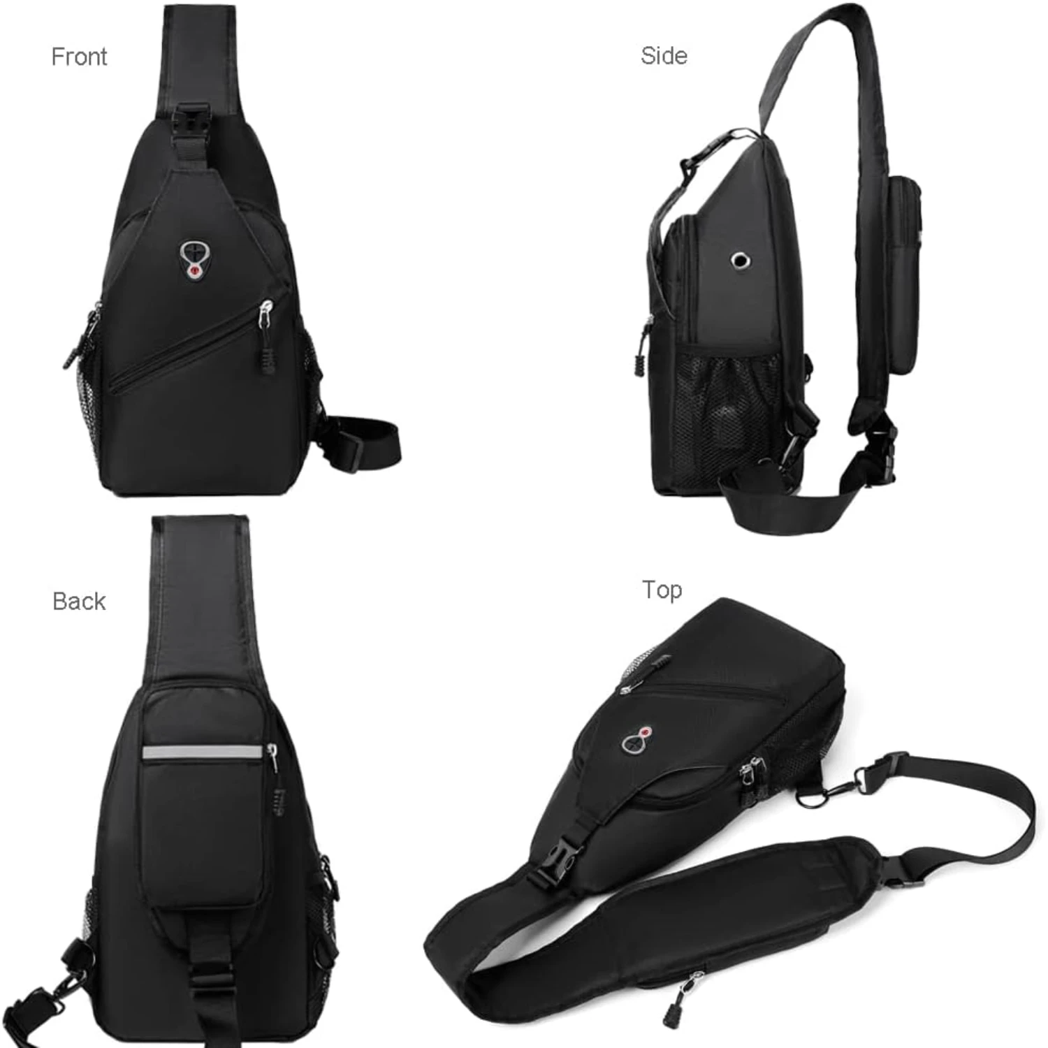 Waterproof Crossbody Sling Bag Chest Shoulder Daypack with USB Charger Port for Men Women - Ideal for Hiking, Walking, Travel