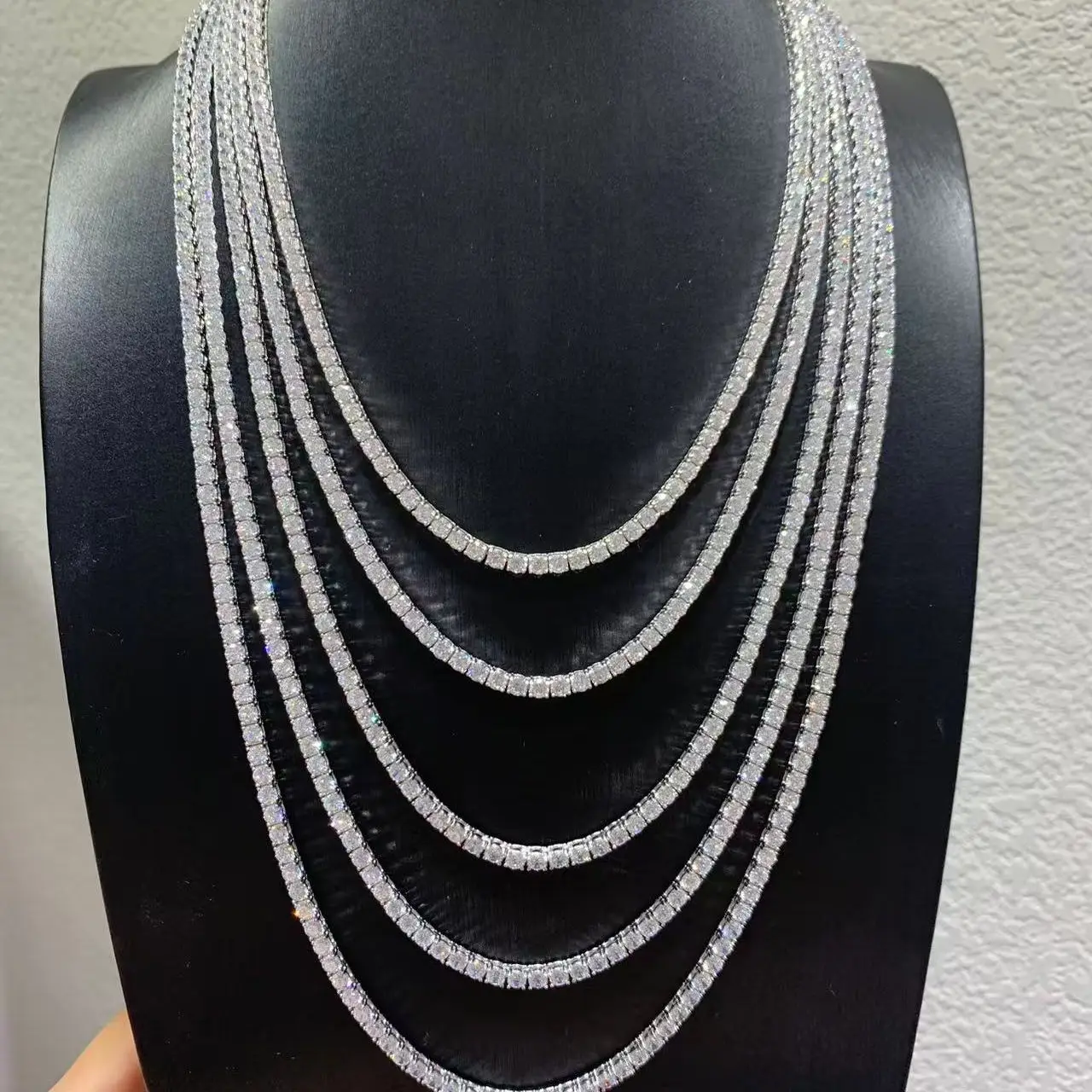 3MM 925 sterling silver with cubic zircon tennis necklace classic unisex jewerly fine jewelry for women & men single string