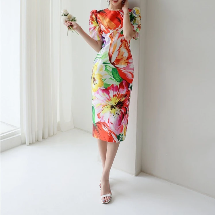 ZANZEA 여성용 플로럴 프린트 섹시 드레스 2023 여름 컬렉션 캐주얼 맥시 드레스 (기타 소재)