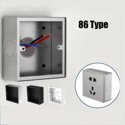 Type 86 Stainless Steel Socket Panel Button Box Surface Mount Universal Wall Switch Junction Box 20mm Hole