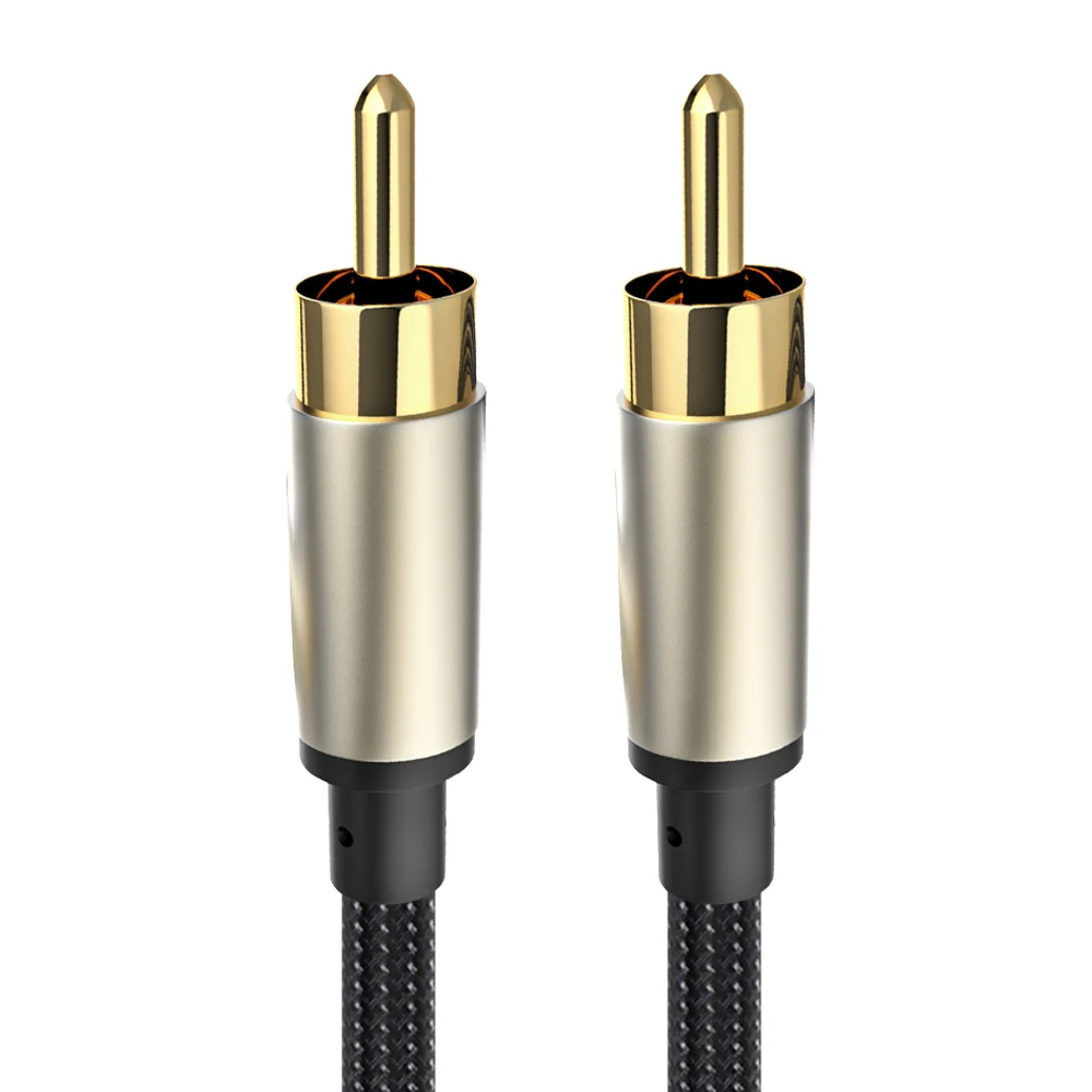 Câble Coaxial SPDIF RCA vers RCA plaqué or, pour amplificateur de caisson de basses, mélangeur de Co
