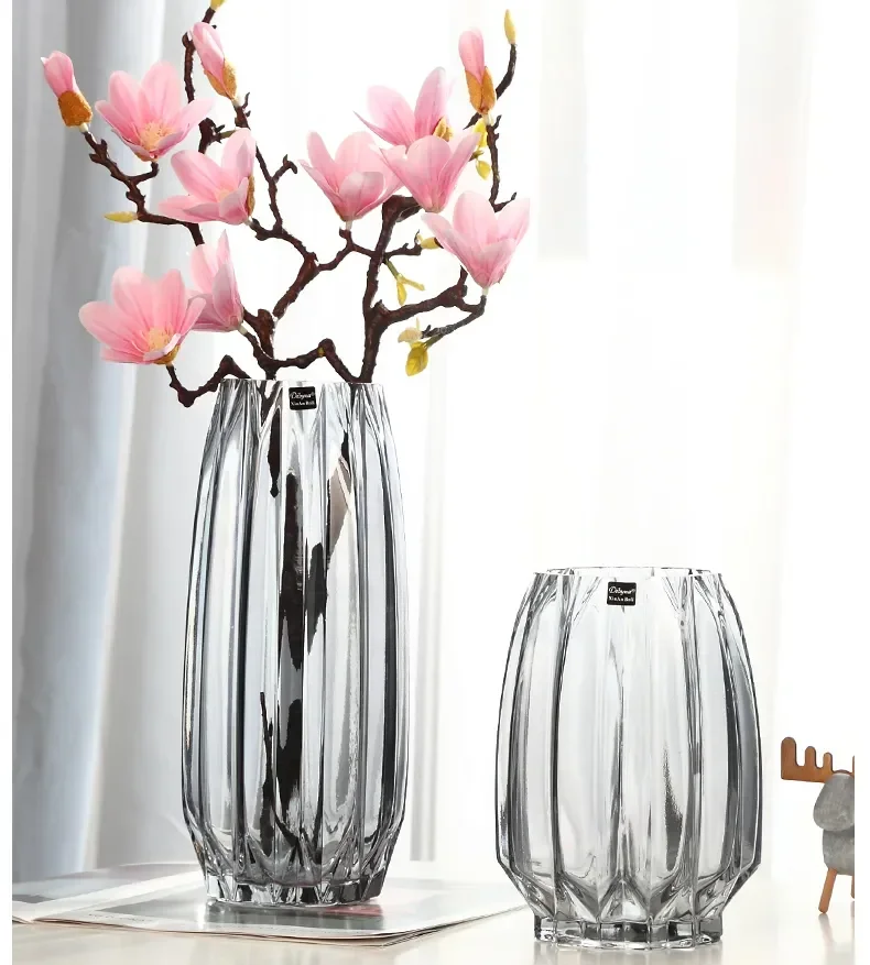 Nordic Glass Vase Transparent Living Room Flower Arrangement Lily Rich Bamboo Water Raised Rose Flower Vase Table Decoration