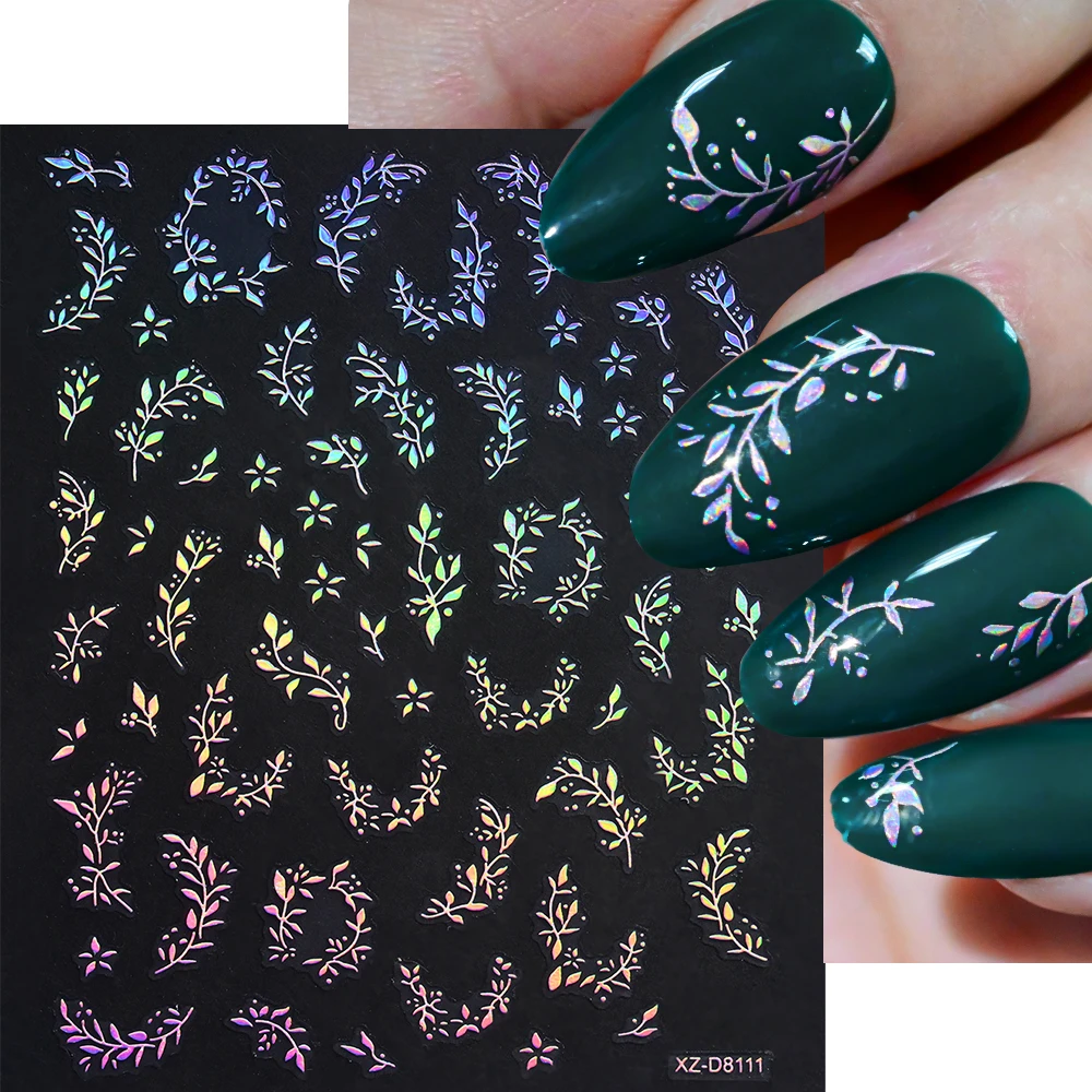 12 pezzi 3D olografico rosa stella/luna/arco adesivi per unghie iridescente Starlight nail art decalcomanie autoadesive manicure cursore adesivo