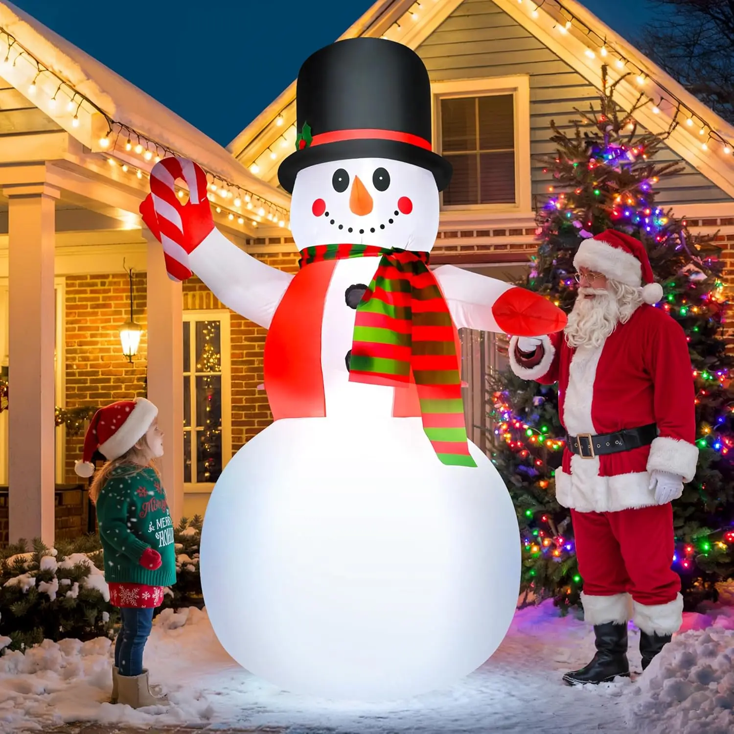 8 FT Giant Inflatable Snowman Christmas Yard Decoration Outdoor Waterproof with Built-in Blower for Holiday Decorations