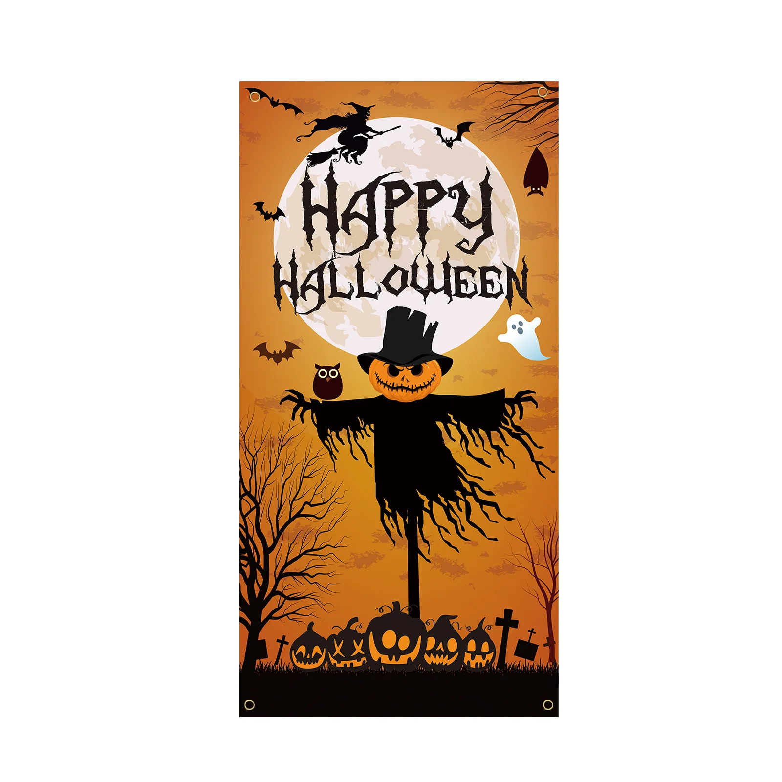 Halloween Horror Pumpkin Decoration Door Curtain Ghost Door Cover Ghost Festival Horror Night Party Atmosphere Decoration Flag