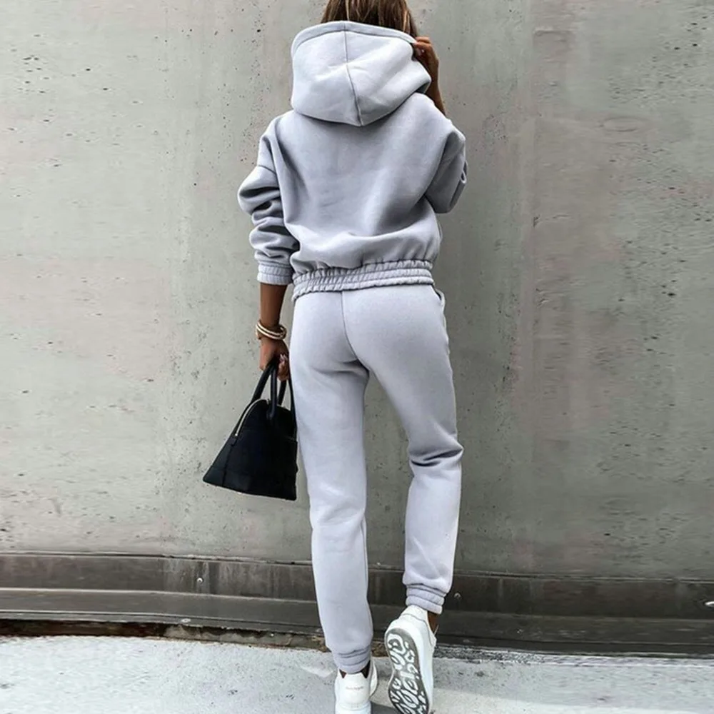 2 Piece Set Women Tracksuit Hooded Sweatshirt Pants Sets Long Sleeve Tops Suit Fashion Female Outfit Sportswear Hoodies Set