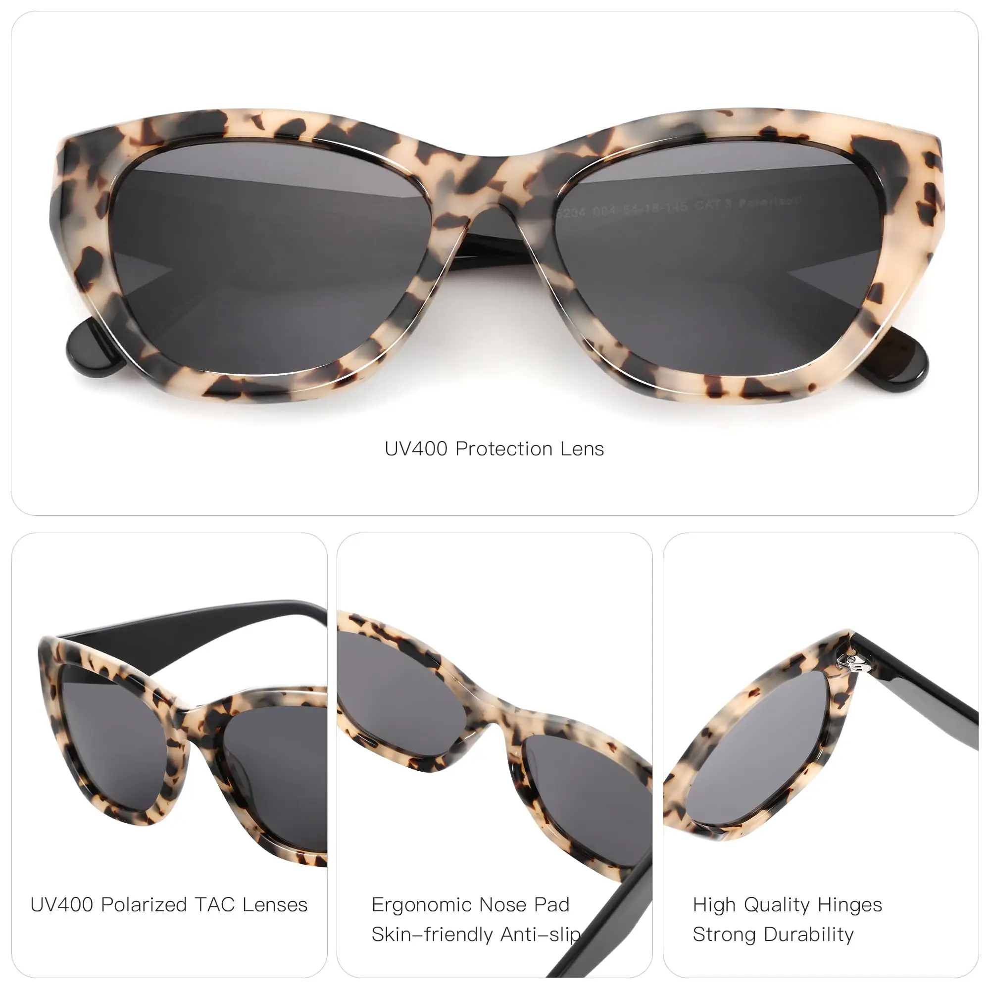 Trendy Oversized Square Cateye Polarized Sunglasses with UV400 TAC Lenses SOJOS Polarized Cat Eye Sunglasses For Women – Oversized  main image 2
