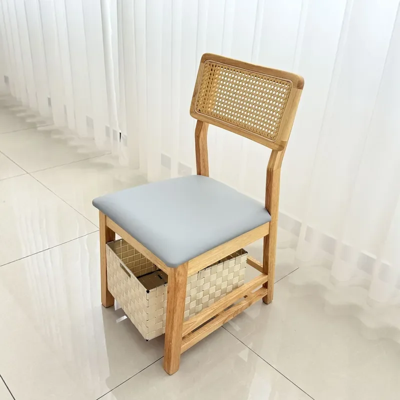 for Hotel Solid Wood Rattan Dining Chair with Storage Rotating Hot Pot Restaurant Household Commercial Barbecue Restaurant