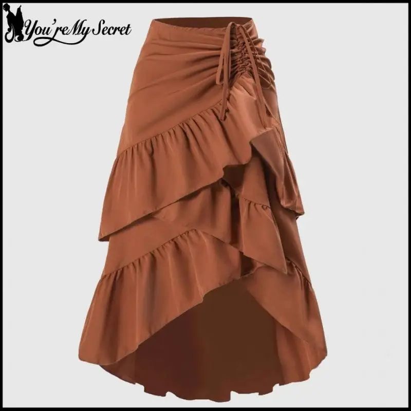 

[You're My Secret] Средневековая юбка с высокой талией, женская длинная юбка, черная юбка на шнуровке, красное платье, винтажная женская одежда