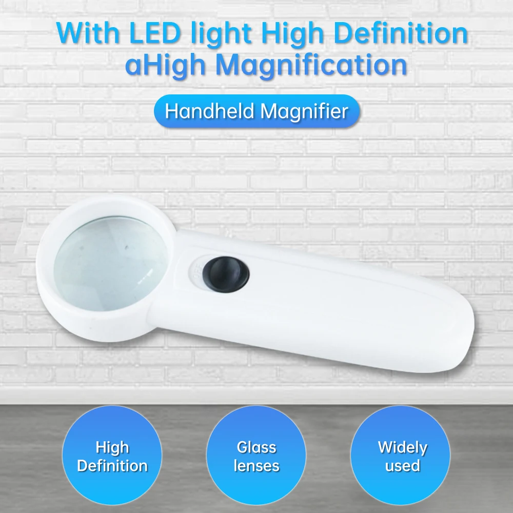 15X Handheld Magnifier With Two LED Lights Identification Jewelry Diamond Jade Mirror HD Magnifying Glass (Without Battery)