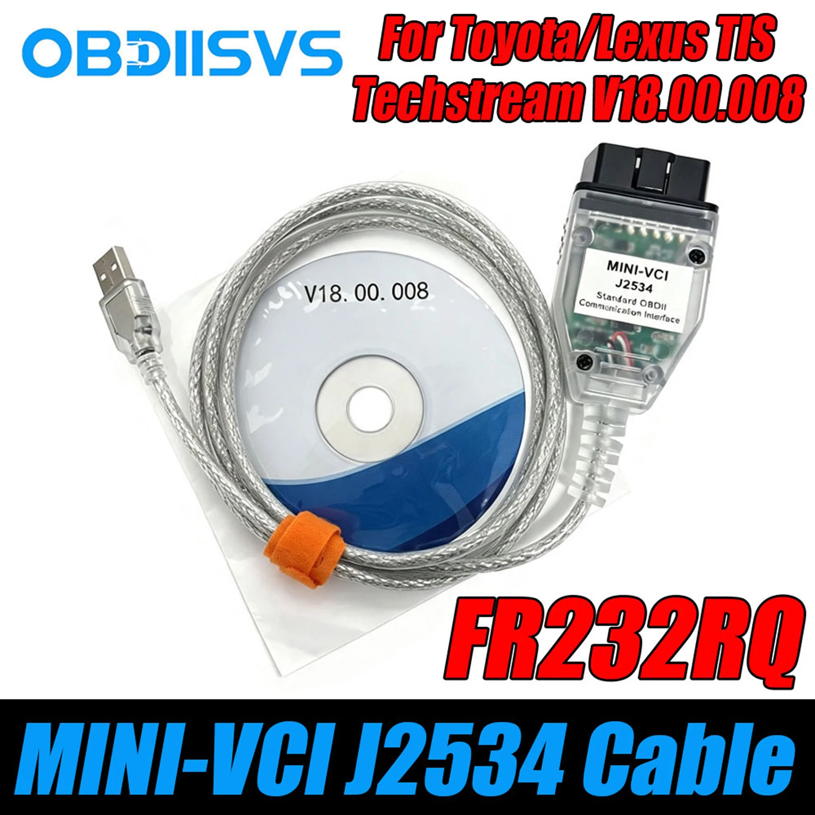 MINI-VCI J2534 OBD2 Scanner für Toyota/Lexus TIS Techstream Original FTDI FT232RL für Toyota 17-Pin 22-Pin OBDII Schnittstellen-Scanner – Detail 12