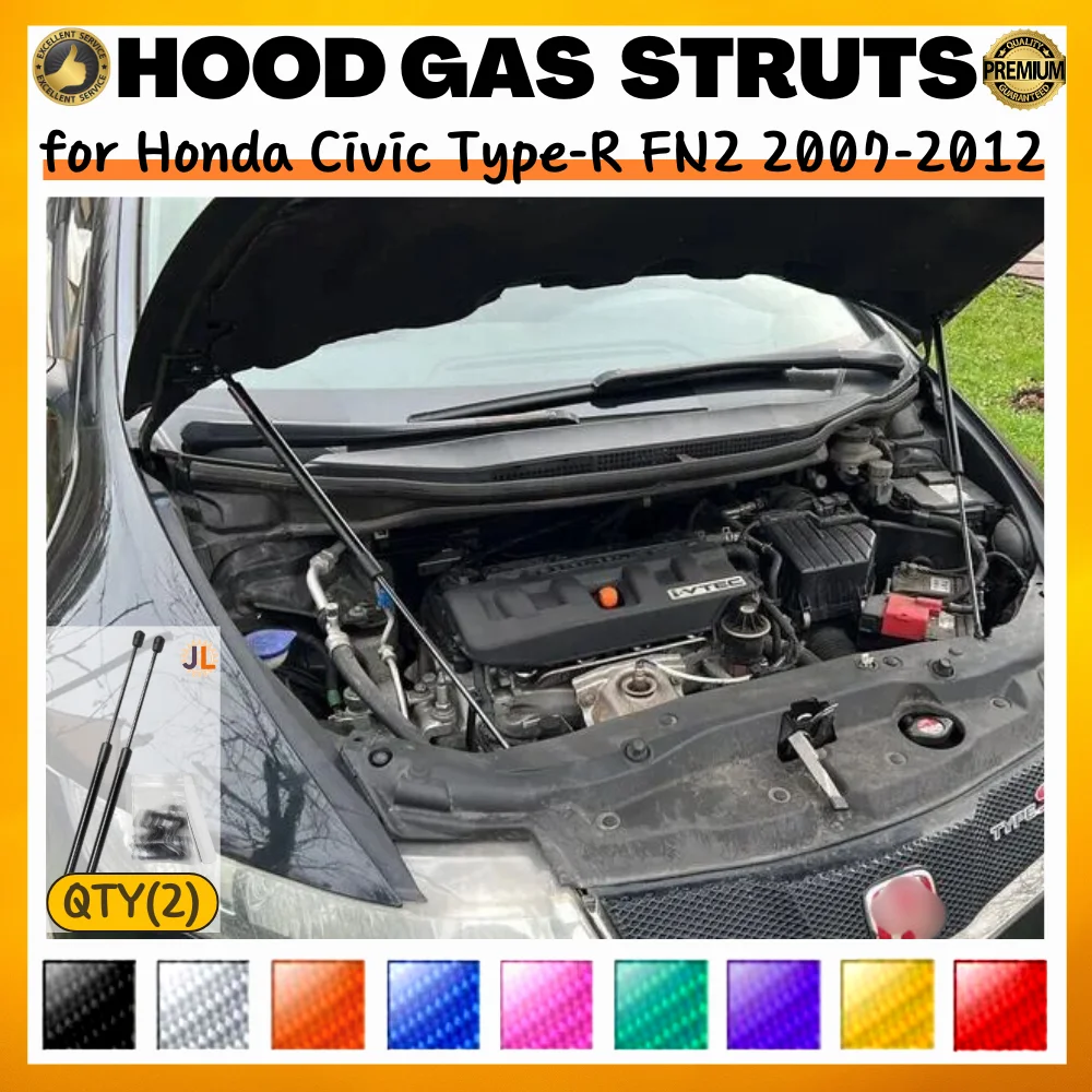 

Qty(2) Стойки капота для Honda Civic Type-R FN2 Hatchback 2007-2012 Передний капот Модифицированные газовые пружины Амортизаторы Подъемные опоры