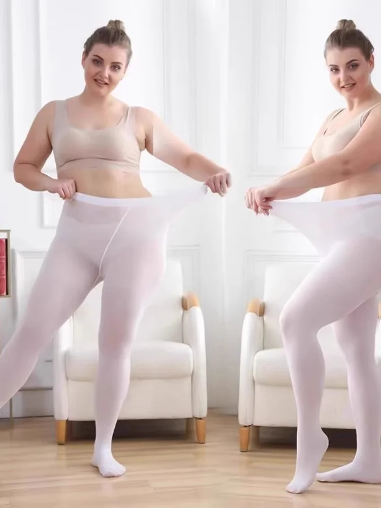 Collants transparents blancs Sexy, grande taille, collants en Nylon respirants, bas de danse extensibles pour femmes, pour printemps et automne