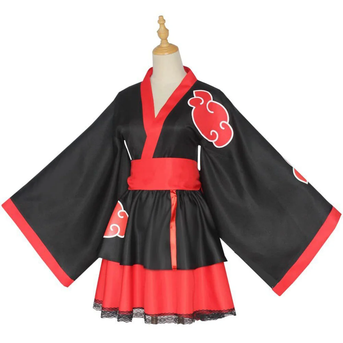 Hemixush Anime Uchiha Itachi Cos Akatsuki Cosplay Costume Party Uniform Full Set Female Suit Kawaii Kimono