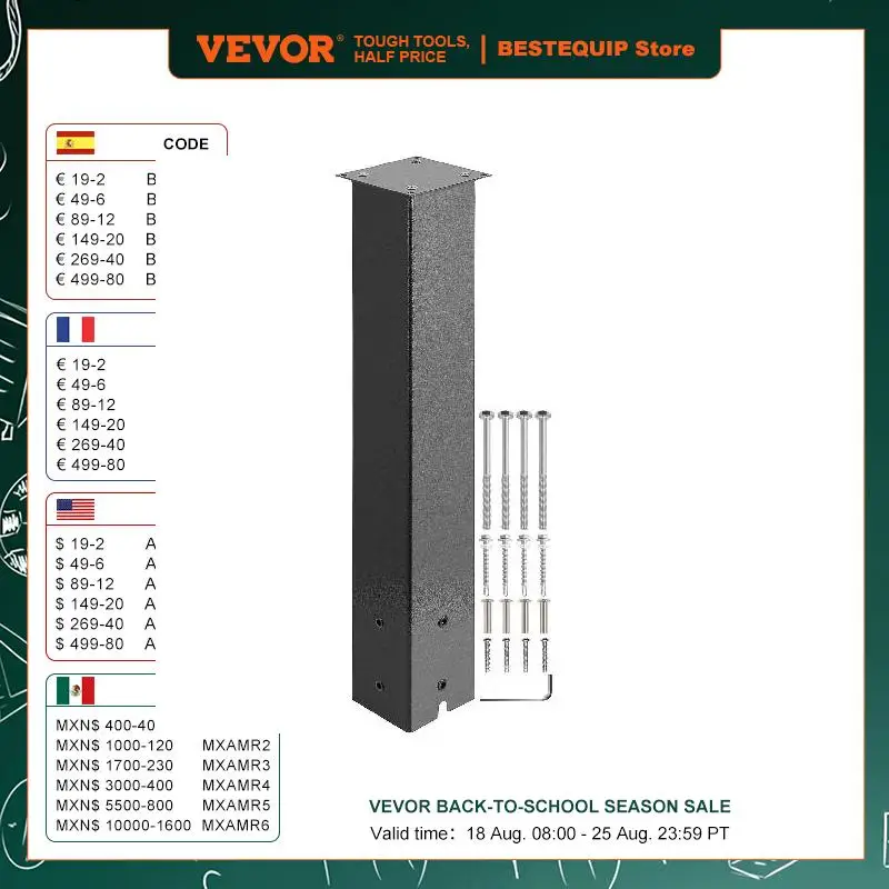 

VEVOR 43" Solid Mailbox Post Stand Steel Letter Box Post Granite Powder-Coated Steel With Drain Hole Outdoor For Roadside