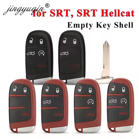jingyuqin Fit SRT Hellcat Smart Car Key Shell Case For Dodge Challenger Charger Chrysler 300 Jeep Grand Cherokee No logo