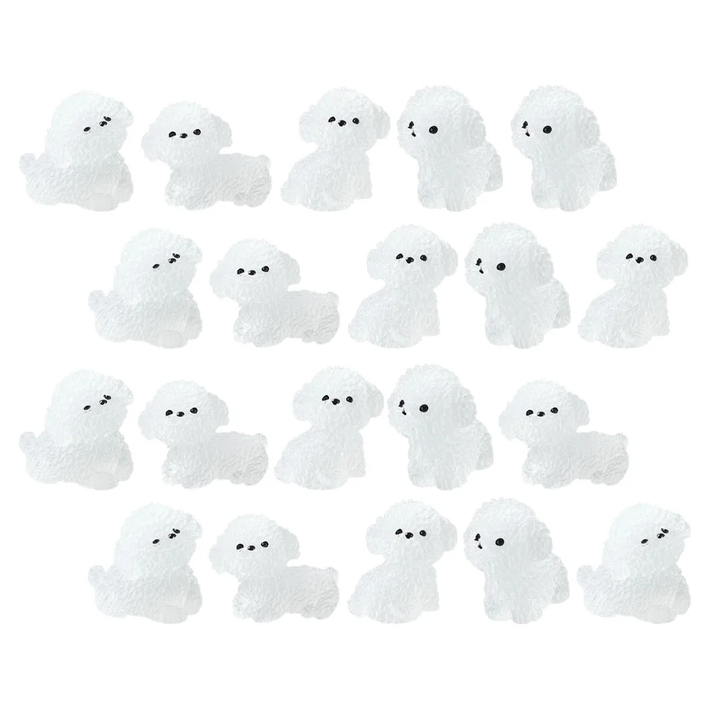 

20 Pcs The Animal Glow-in-the-dark Cute Puppy Mini Resin Dog Miniature Statues Decorate Figurines White Micro Landscape