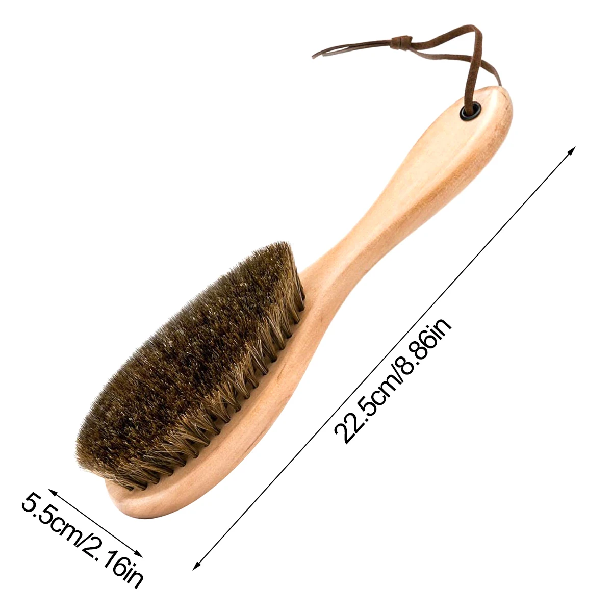 Horse Hair Brush Wooden Handle Shoe Polish Brush Soft Horsehair Laundry Cleaning Brush Tool Anti-Static Clean Cloth Clothes Care