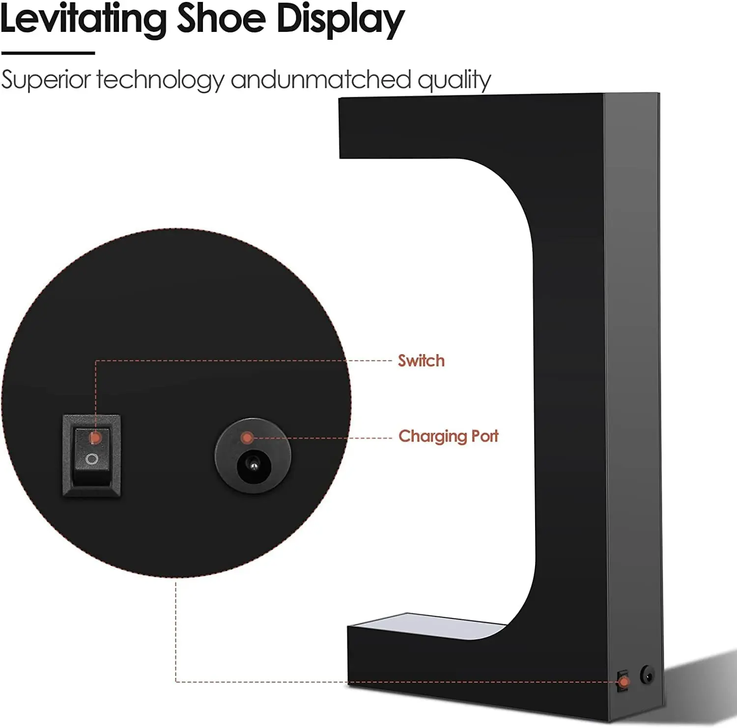 Magnetic Levitation Floating Shoe Display Stand, Swivel Sneaker Stand, LED Light Rotation, Advertising Store Collection Display - Image 5