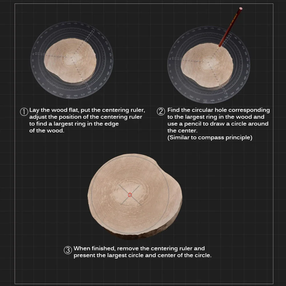 Acrylic Center Finder Round Ruler Compass Circle Cutter Transparent for Wood Turning Drawing Wood Processing Tools