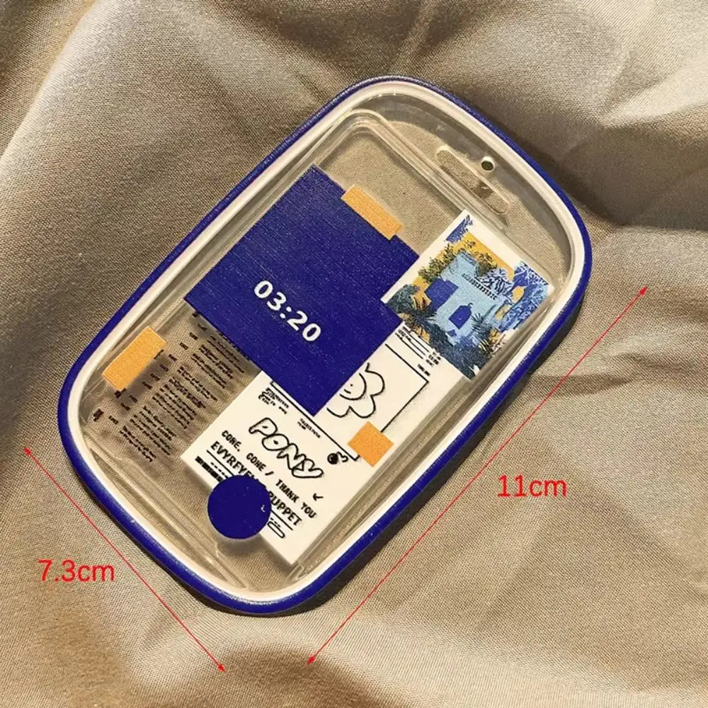 Spring Rope Transparent Card Holder with Trinkets Doodle ID Card Cover INS Slide Cover Type Students Bus Card Cover